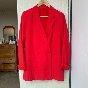 Red Double-Breasted Women’s Blazer Jacket